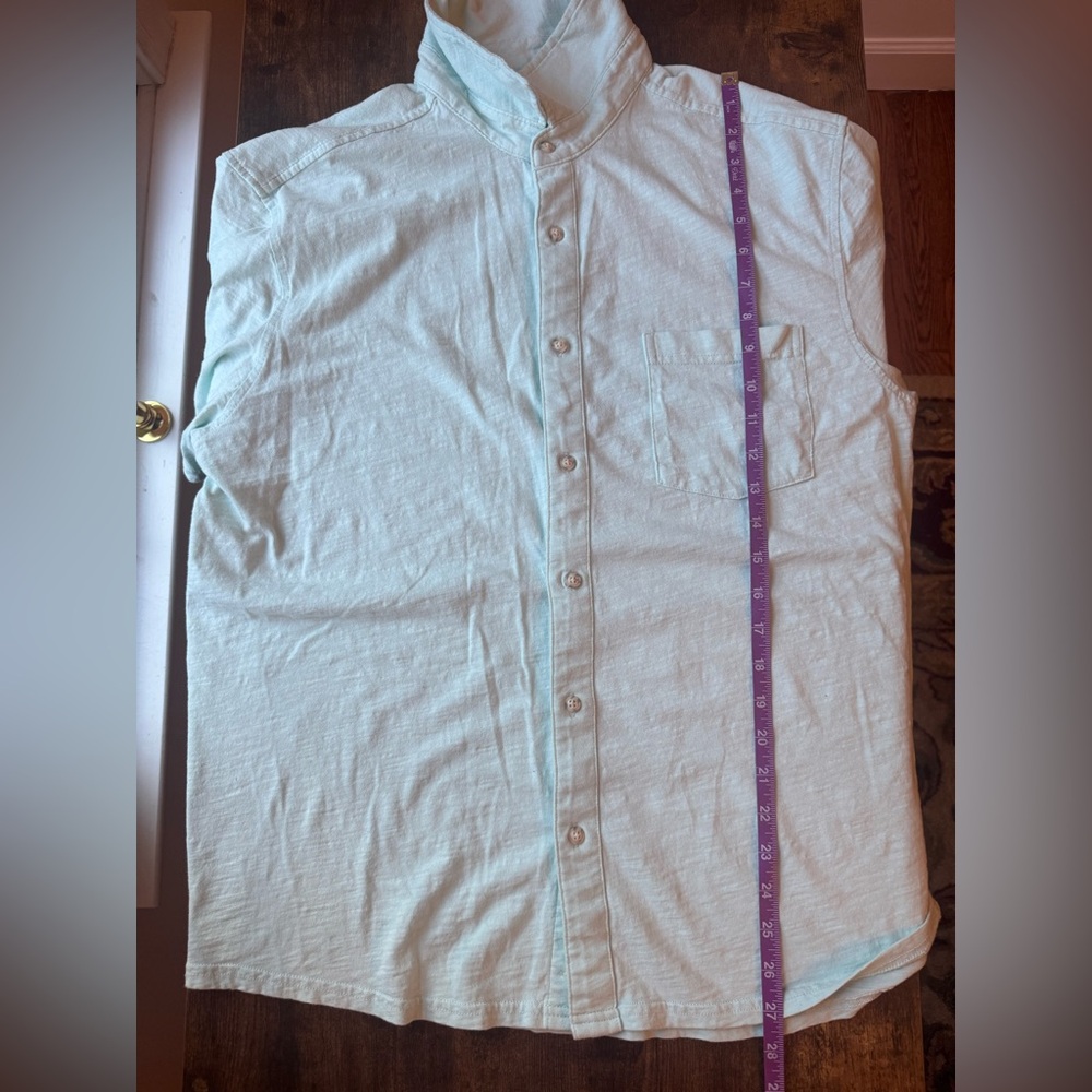 Goodfellow & Co 100% Cotton Men’s Sea Foam Green Sort Sleeve Button Shirt Large - Picture 4 of 5